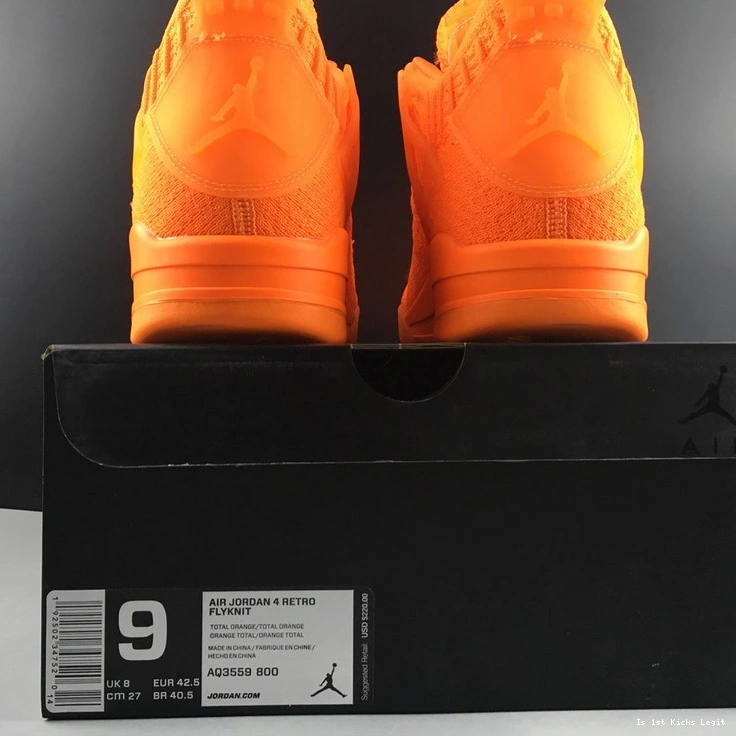 Flyknit Orange AQ3559-800 Jordan Retro 4 0312